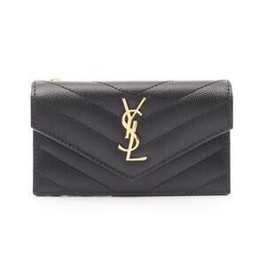 Saint Laurent Monogram Fragment Card Wallet Leather Black